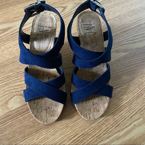 INC Landor Fabric Open Toe Wedge Sandal - Picture 5 of 10